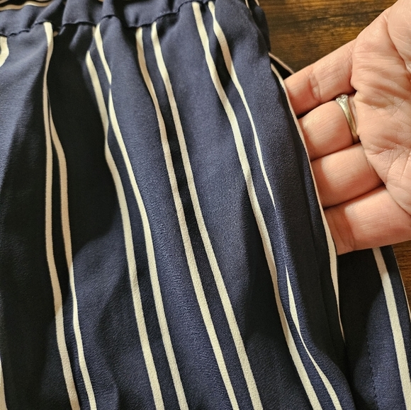 Michael Kors Blue White Striped Wide Leg Flowy Pants w Belt Boho Chic Medium - Picture 8 of 11